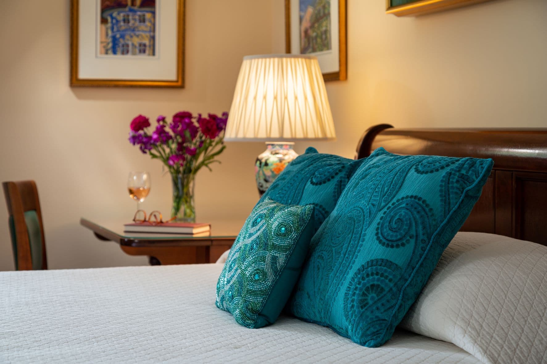 Close-up - head of bed with pillows