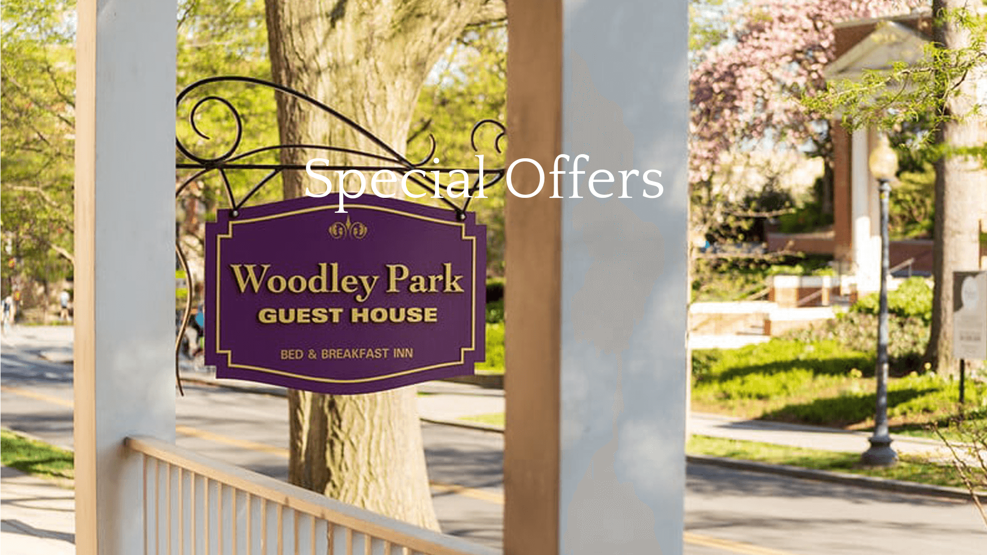 Sign for Woodley Park Guest House, an inviting bed and breakfast inn.